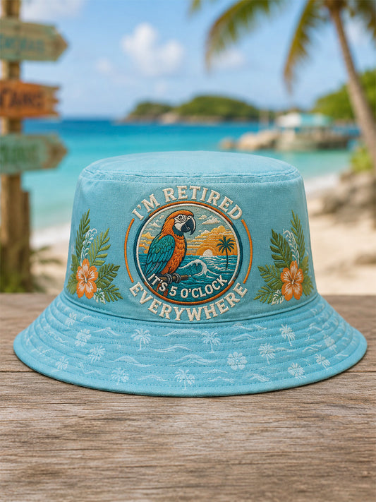 Unisex I'm Retired It's 5 O'clock Everywhere Parrot Print Casual Hat
