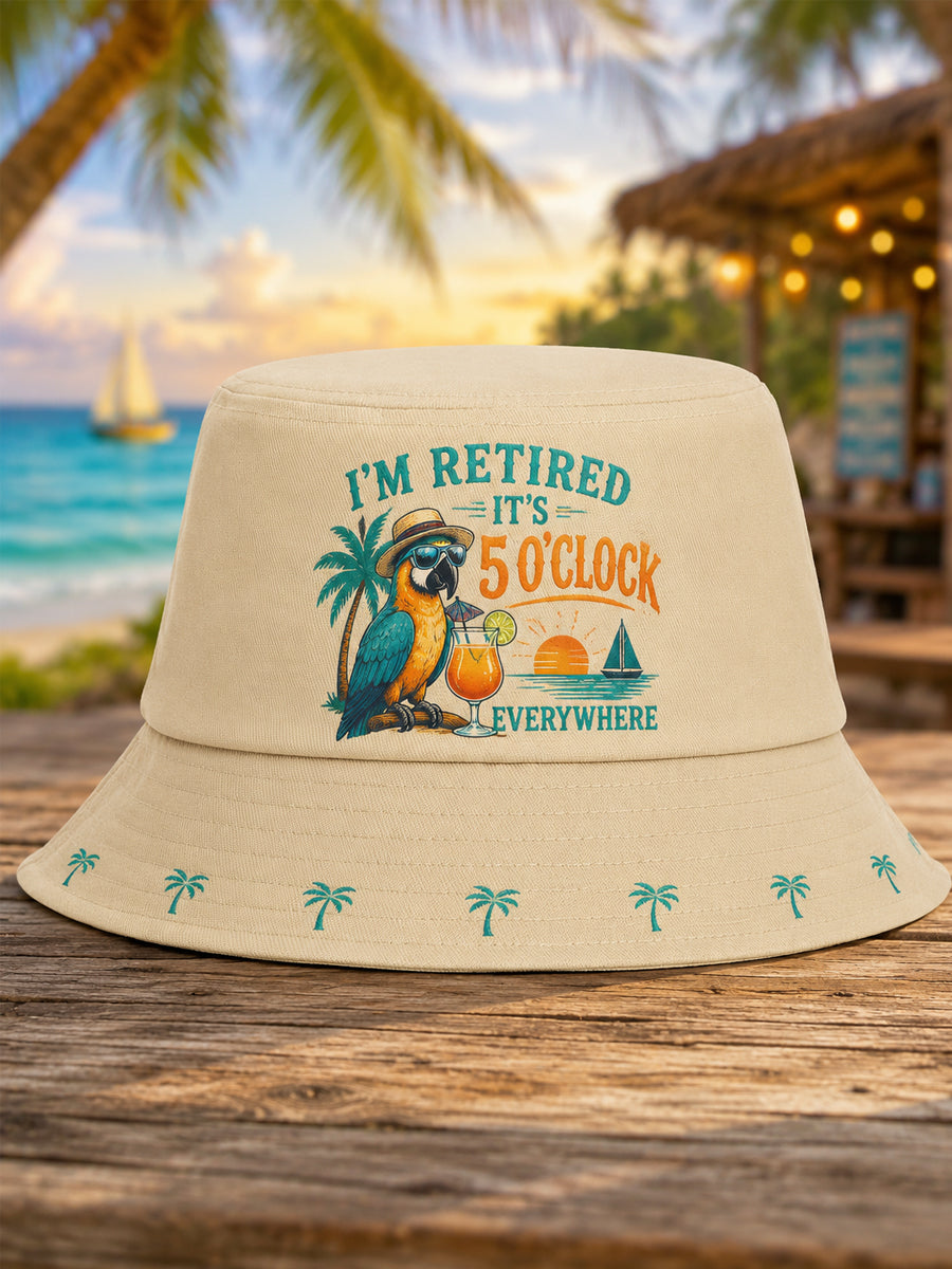 Unisex I'm Retired It's 5 O'clock Everywhere Parrot Print Casual Hat
