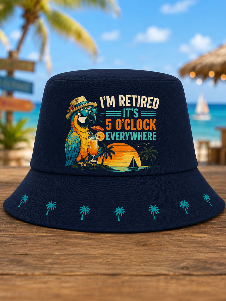 Unisex I'm Retired It's 5 O'clock Everywhere Parrot Print Casual Hat
