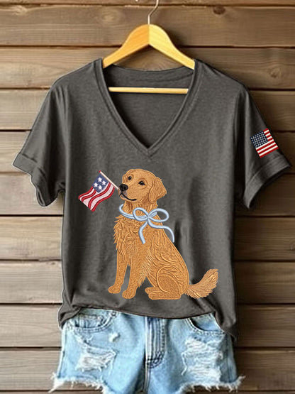 Women’s Golden Retriever Print Casual T-Shirt