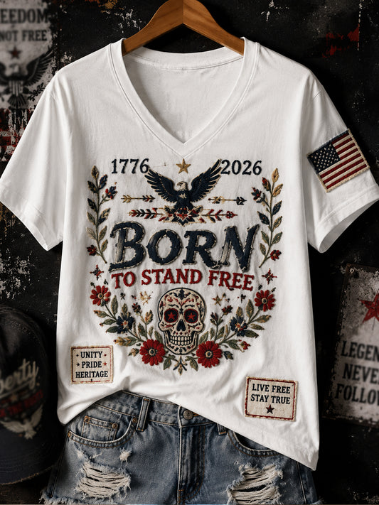 Women's Patriotic Independence Day Print Casual Short-Sleeve T-Shirt