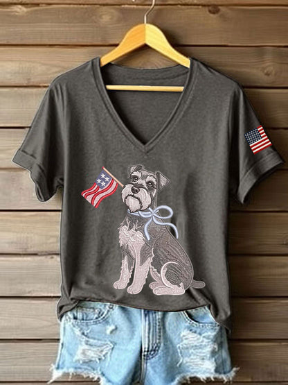 Women's Schnauzer Print Casual T-Shirt
