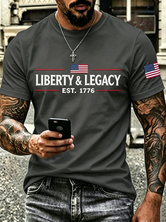 Men's Patriotic Independence Day Graphic Casual Short-Sleeve T-Shirt