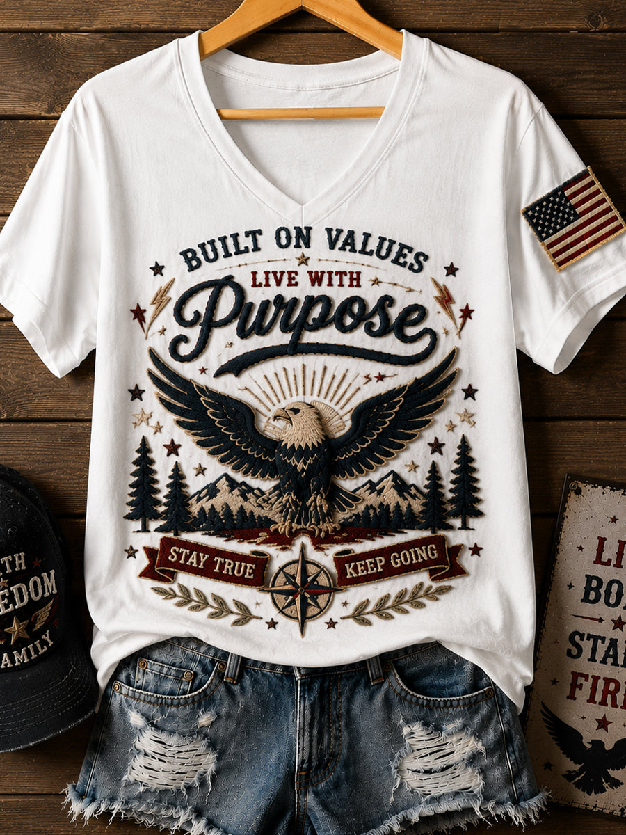 Women's Patriotic Independence Day Print Casual Short-Sleeve T-Shirt