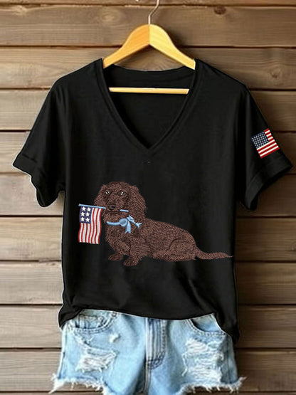 Women's Dachshund Print Casual T-Shirt