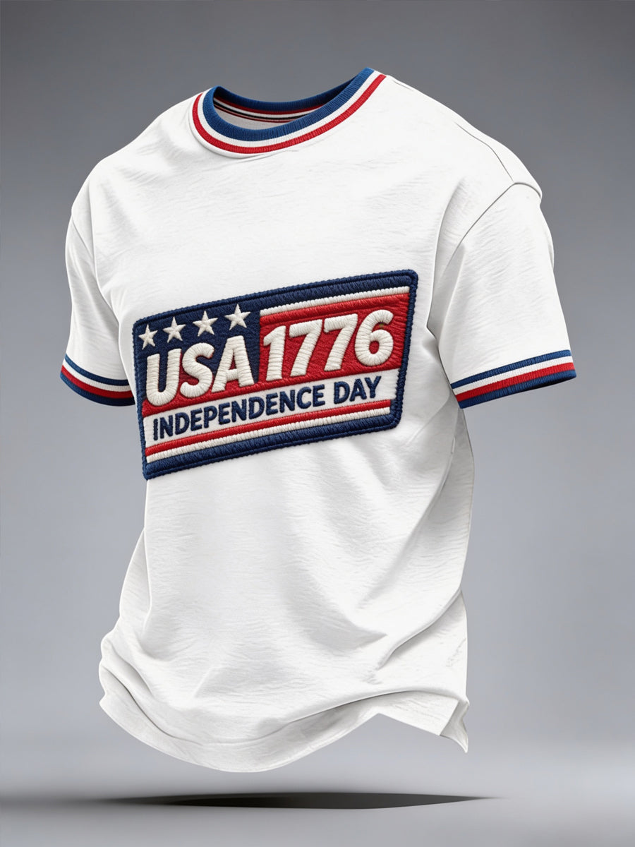 Men’s Independence Day Patriotic Memorial Printed Casual T-Shirt