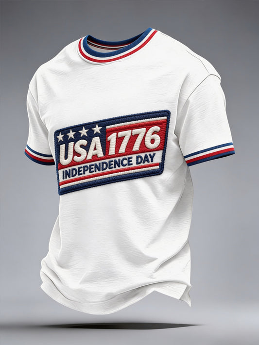 Men’s Independence Day Patriotic Memorial Printed Casual T-Shirt