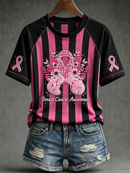 Women's breast cancer awareness main pattern printed casual short-sleeve T-shirt