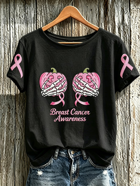 Women's breast cancer awareness main pattern printed casual short-sleeve T-shirt