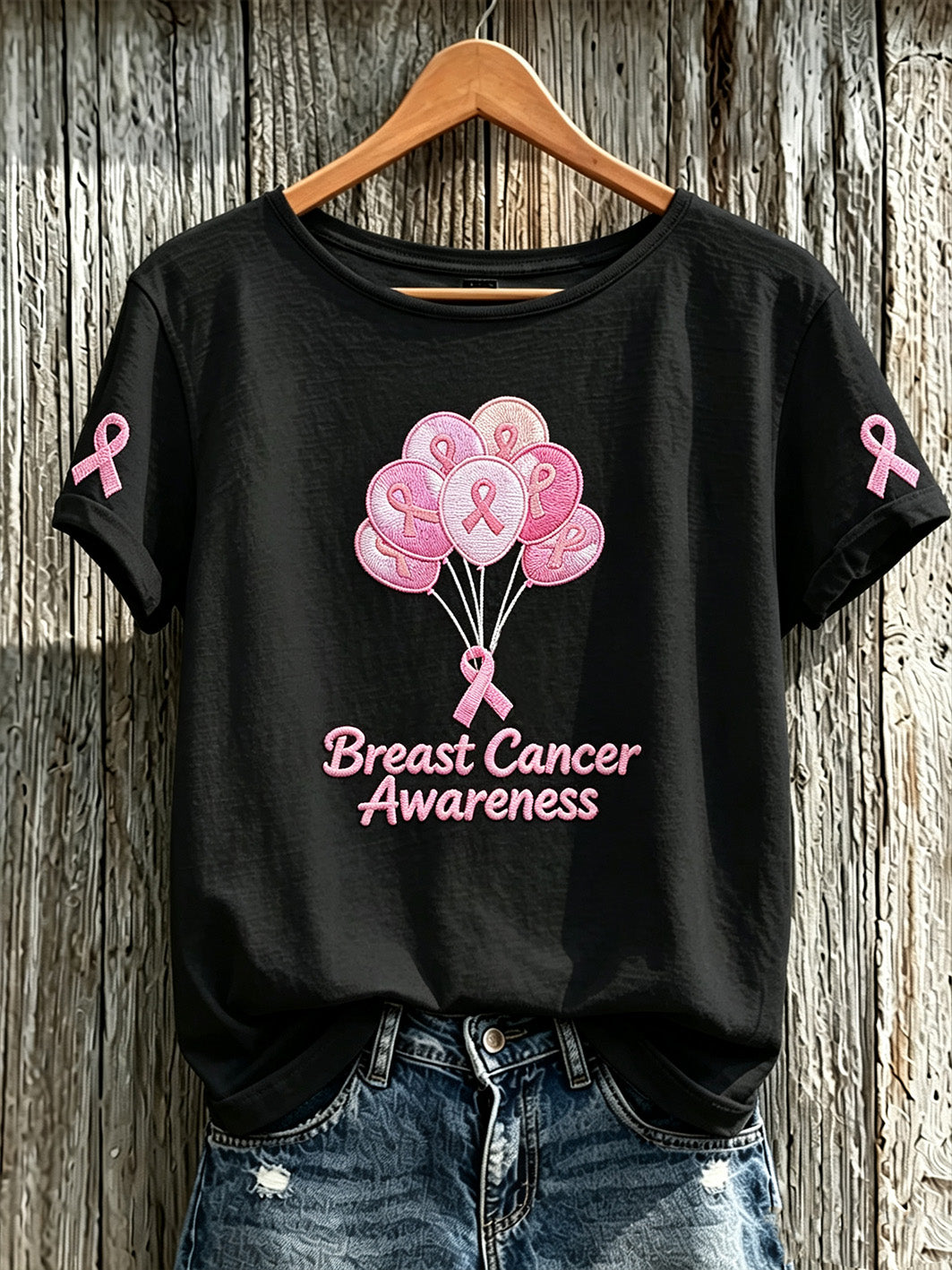 Women's breast cancer awareness main pattern printed casual short-sleeve T-shirt