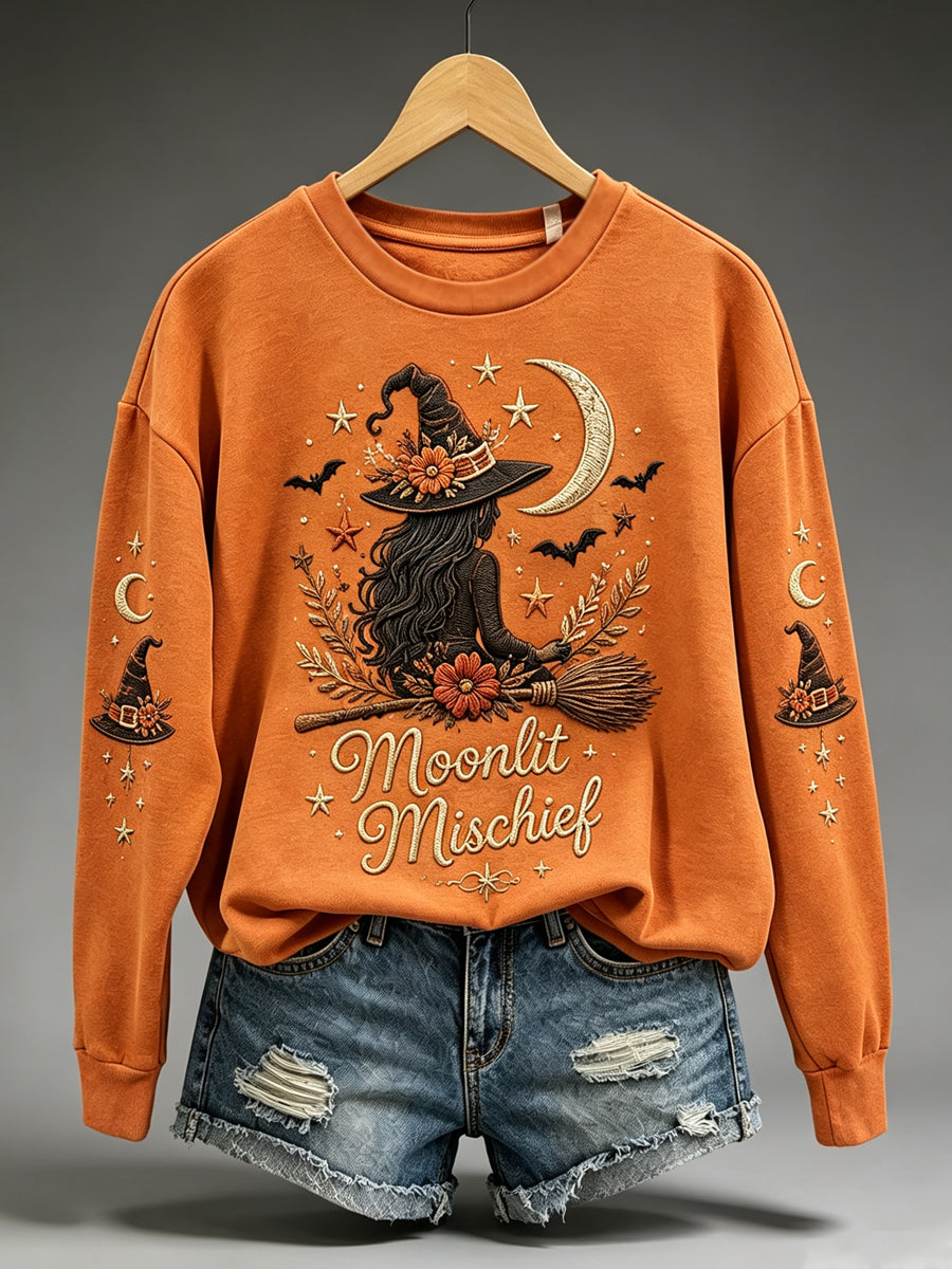 Women's Halloween Witch Print Casual Sweatshirt
