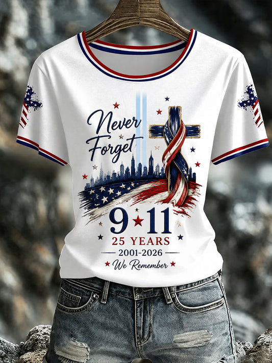 Women’s Patriotic Day Print Casual Short-Sleeve T-Shirt