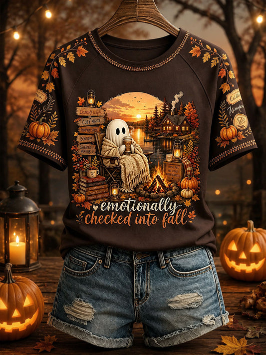 Women’s 'emotionally checked into fall' T-shirts