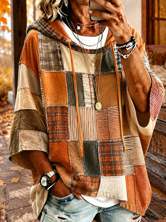 Women's Fall Patchwork Art Hoodie