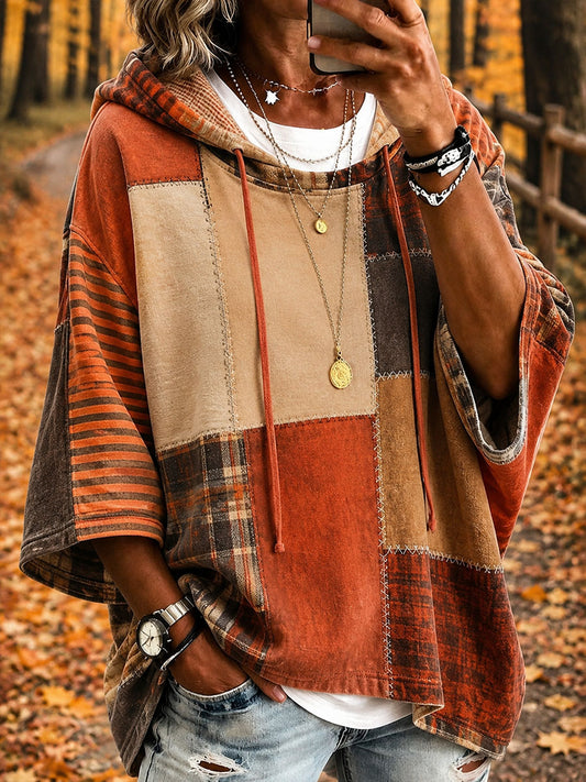 Women's Fall Patchwork Art Hoodie
