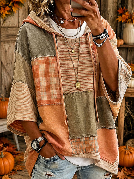 Women's Fall Patchwork Art Hoodie