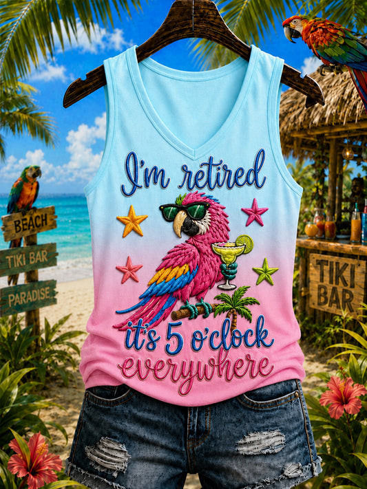 Women's It's 5 O'clock Everywhere Parrot Print Casual Vest