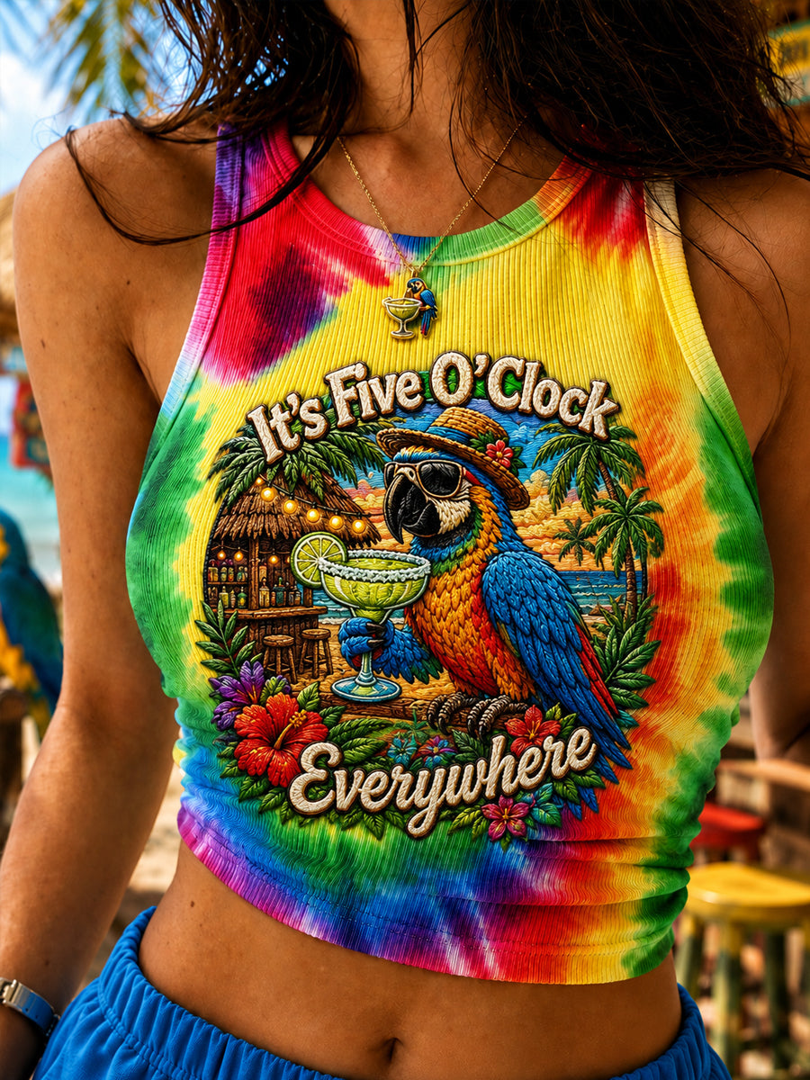 Women's It's 5 O'clock Everywhere Parrot Print Casual Vest