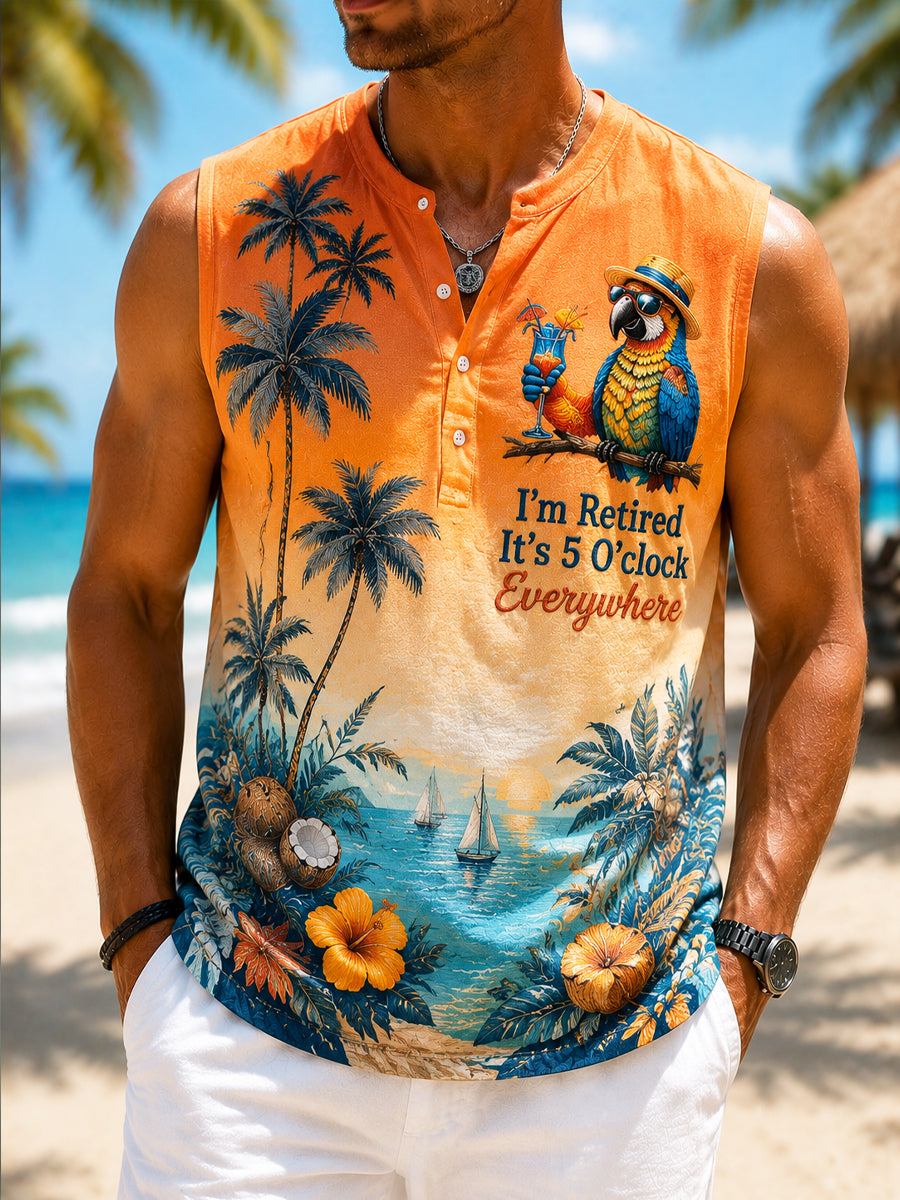 Men's Casual Vacation Jimmy Buffett Day Gradient Tank Top