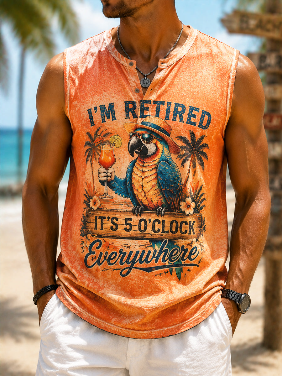 Men's Casual Vacation Jimmy Buffett Day Parrot Vest