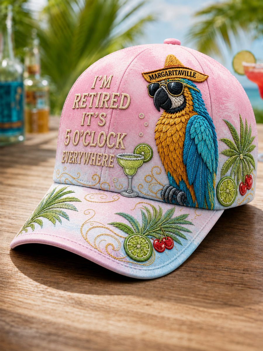 Unisex I'm Retired It's 5 O'clock Everywhere Parrot  Print Hat