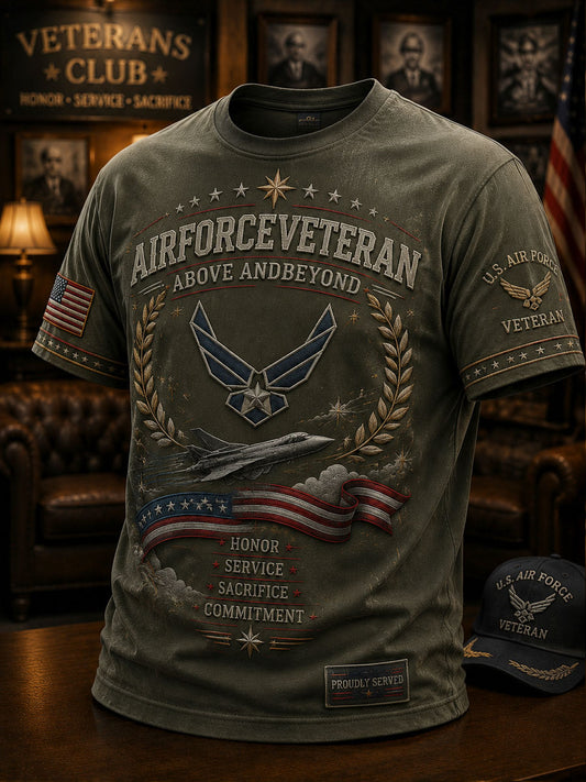 Men’s Veterans Day Embroidered Casual Short-Sleeve T-Shirt