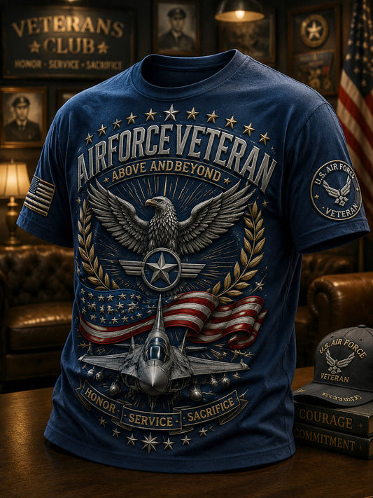Men’s Veterans Day Embroidered Casual Short-Sleeve T-Shirt