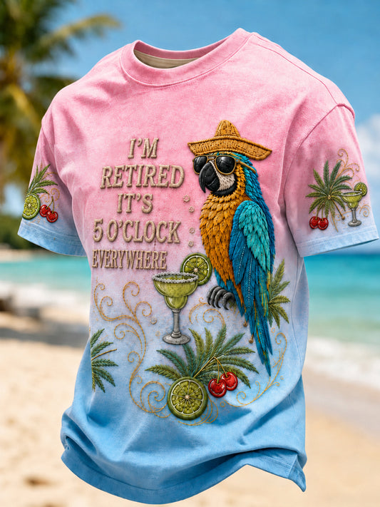 Men's I'm Retired It's 5 O'clock Everywhere Parrot Short Sleeve T-shirt