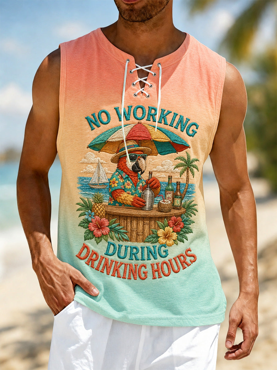 Men's No Working During Drinking Hours Print Casual Vest