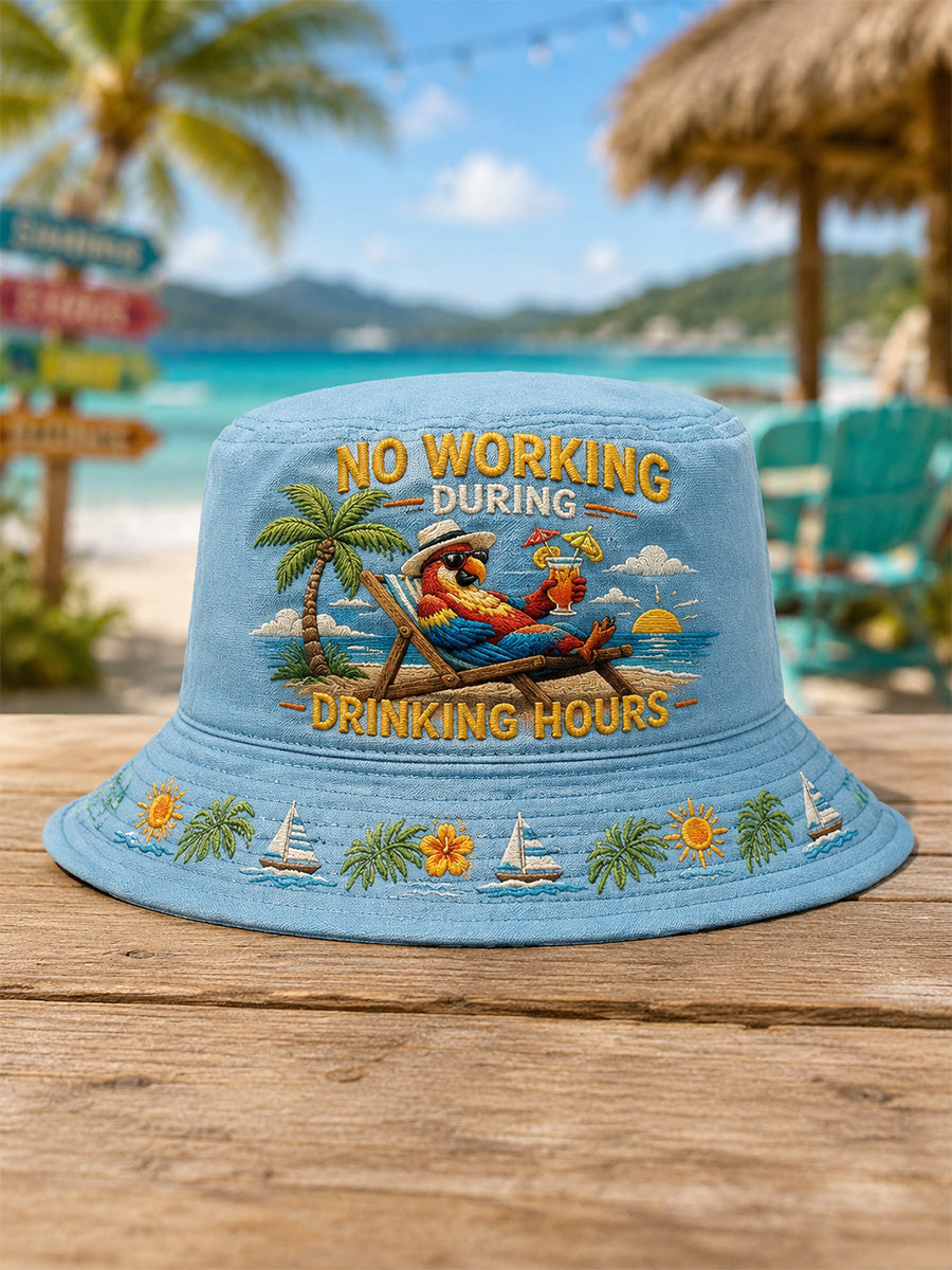 Unisex No Working During Drinking Hours Print Hat