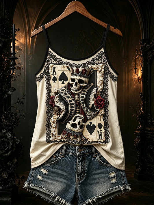 Women's Retro Gothic Poker Elements Printed Casual Vest