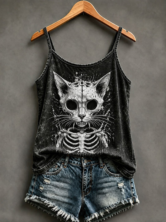 Women's Gothic Style Skull Cat vests