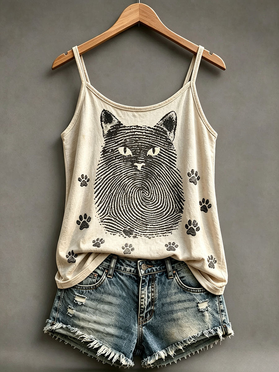 Women's Fingerprint Style Cat Print Vests