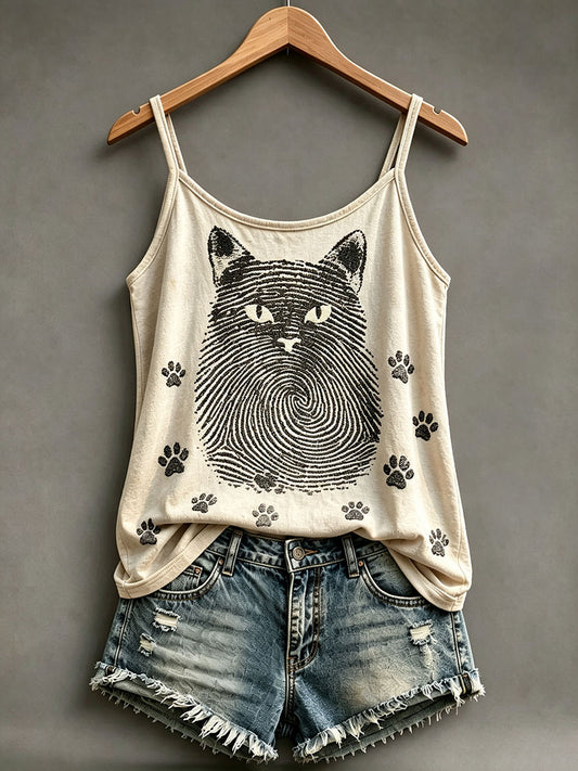 Women's Fingerprint Style Cat Print Vests