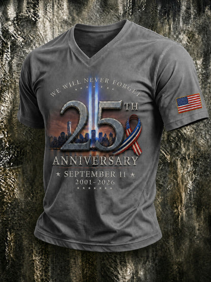 Men's 9.11 Never Forget Printed V-neck T-shirt