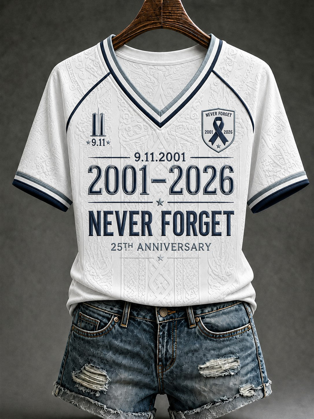 Women's 9.11 Never Forget Printed V-neck T-shirt