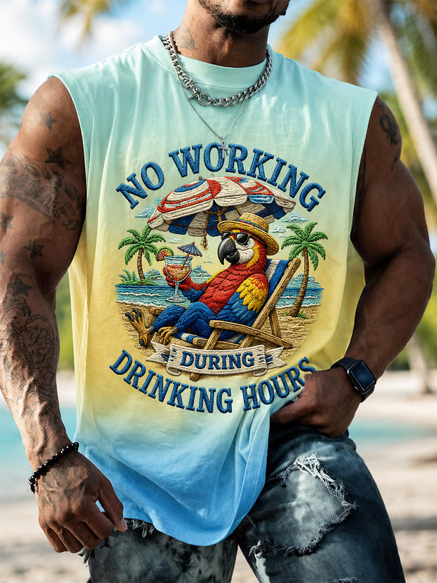 Men's No Working During Drinking Hours Print Casual Vest
