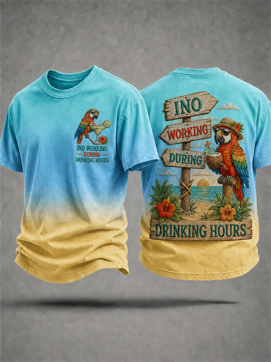 Men's No Working During Drinking Hours Print Casual Tee