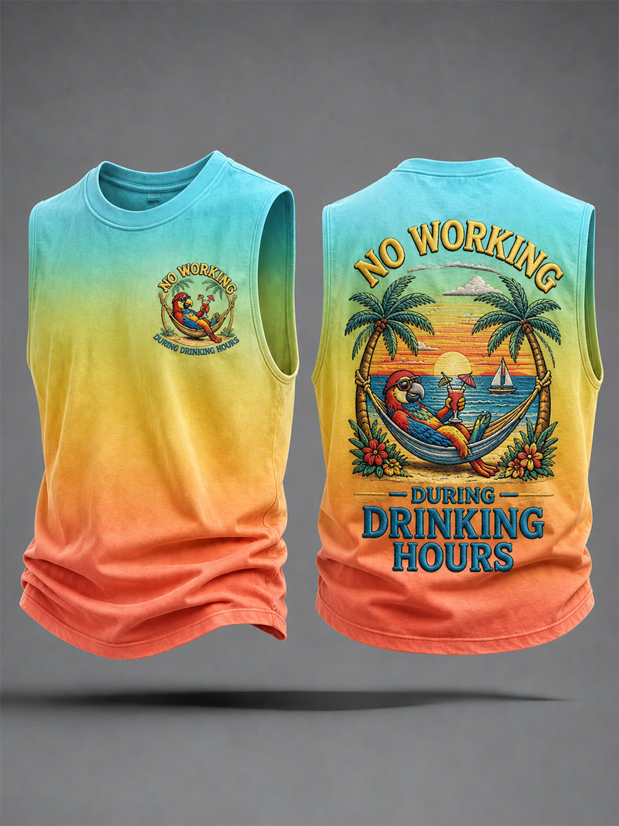 Men's No Working During Drinking Hours Print Casual Vest