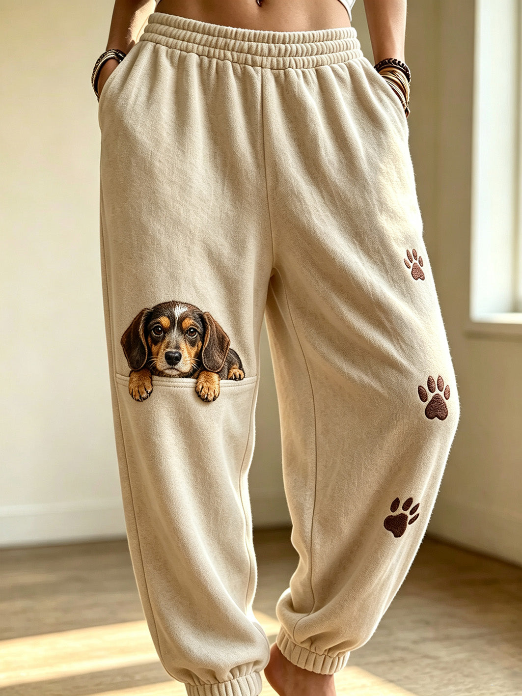Women's Cute Dog Pattern Printed Casual Sweatpants