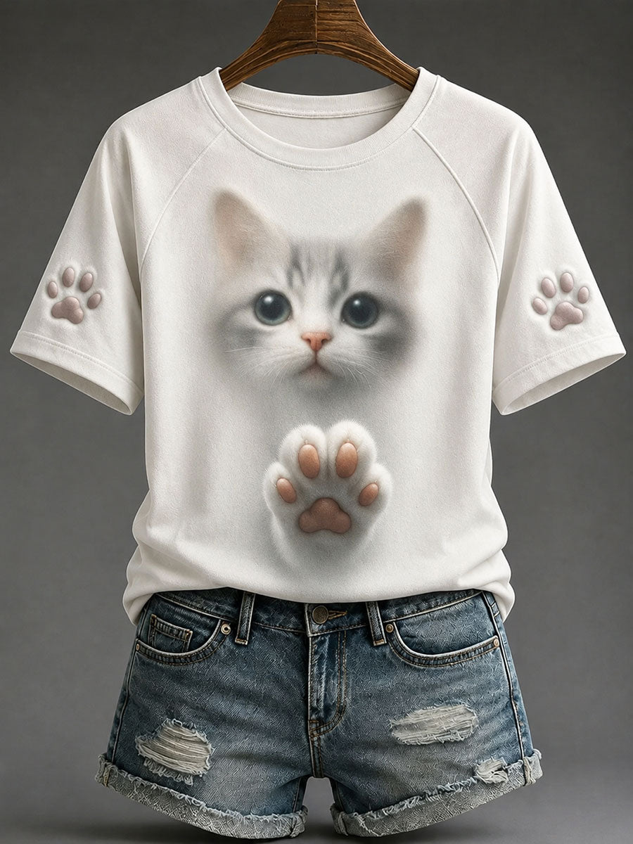Women's Cat Print Casual T-Shirts