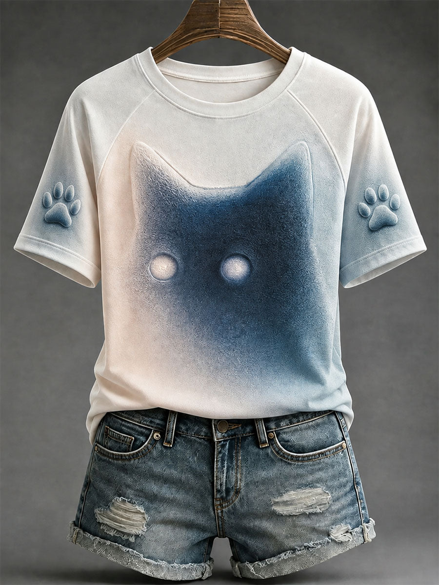Women's Cat Print Art T-Shirts