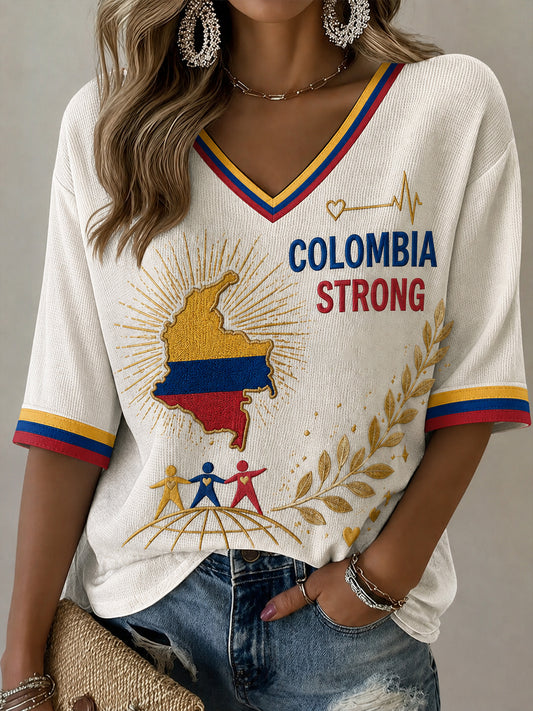 Women's COLOMBIA STRONG Print Casual T-shirt