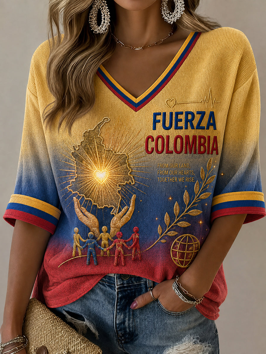 Women's FUERZA COLOMBIA Print Casual T-shirt