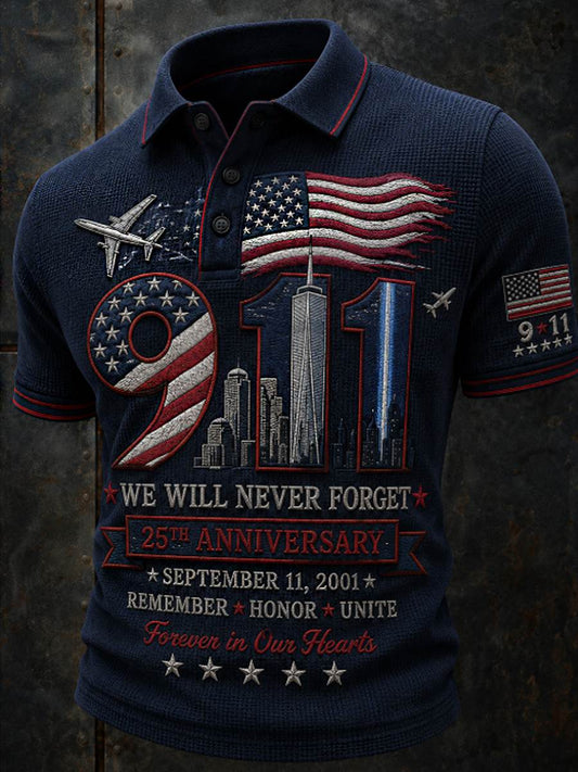 Men's We Will Never Forget 9 11 September 11 polo shirt