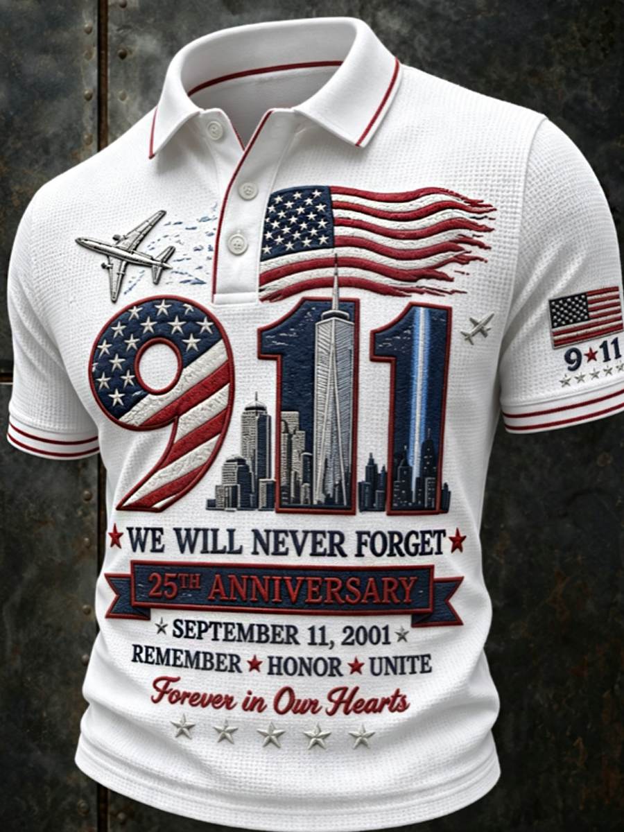 Men's We Will Never Forget 9 11 September 11 polo shirt