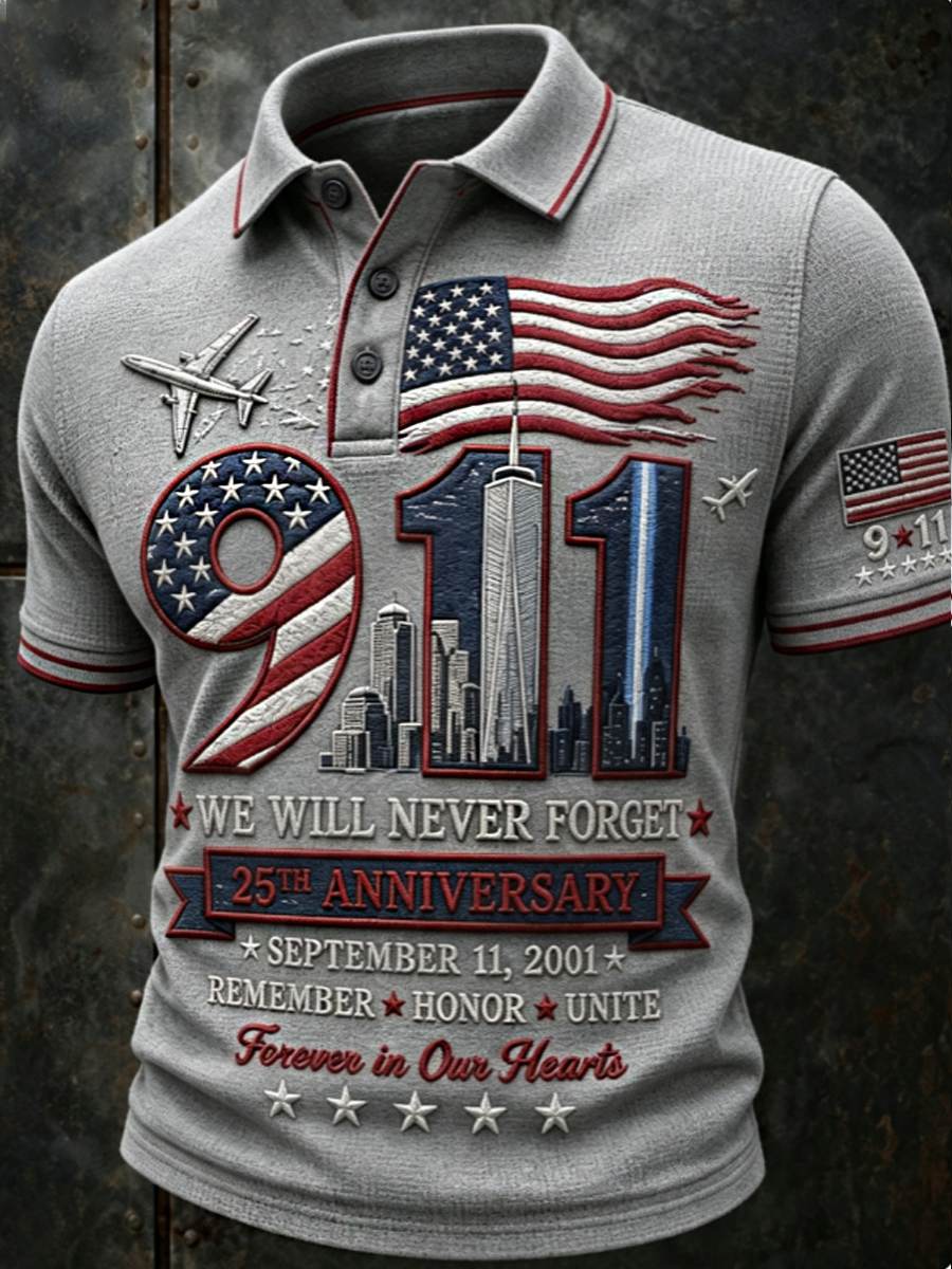 Men's We Will Never Forget 9 11 September 11 polo shirt
