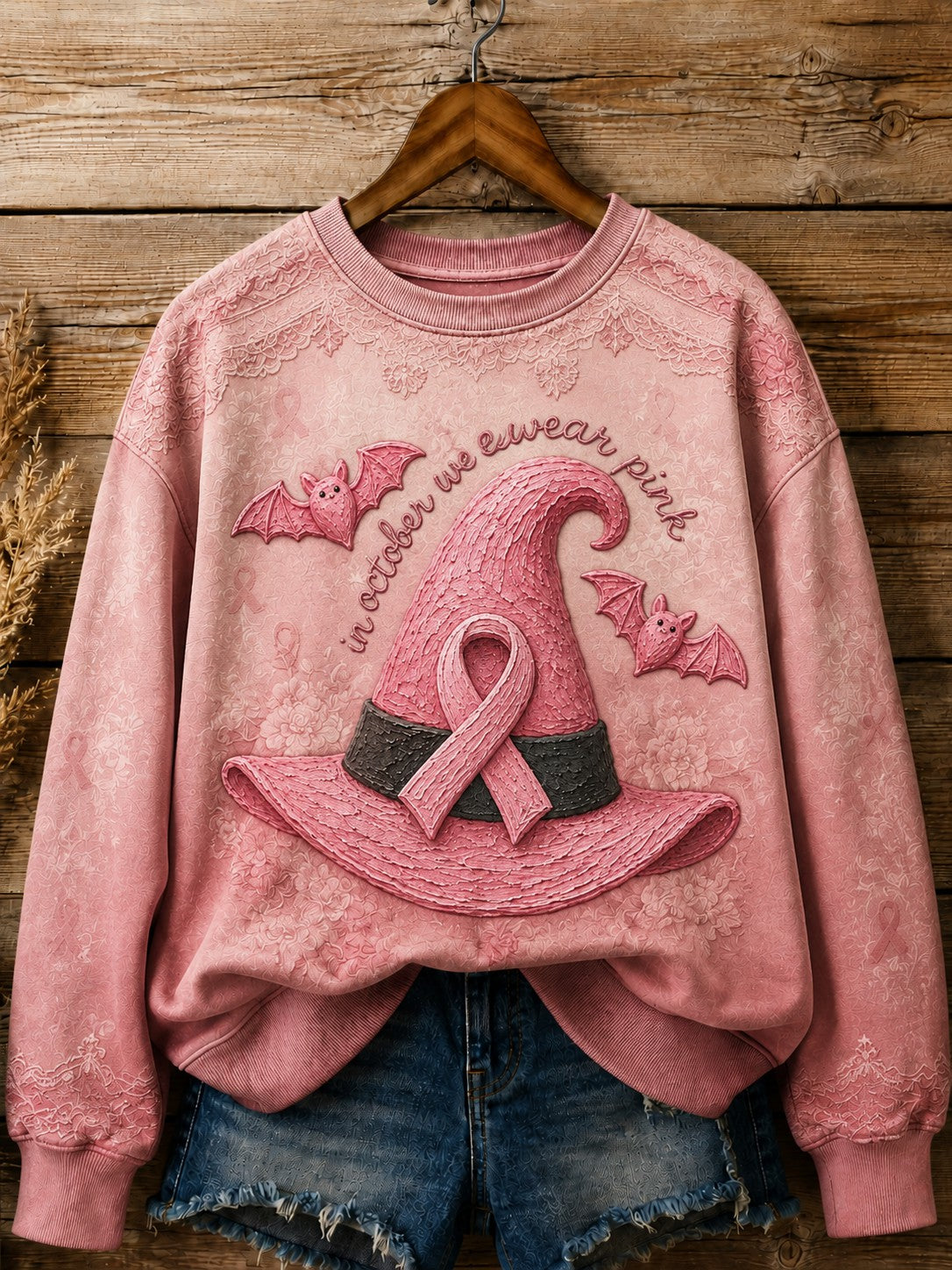 Women's In October We Wear Pink Printed Sweatshirt