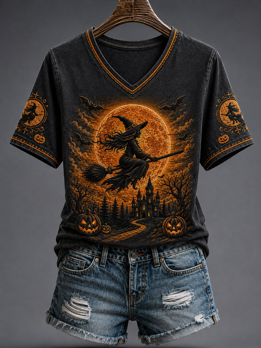 Women's Halloween Salem Witch Short Sleeve  T-shirt
