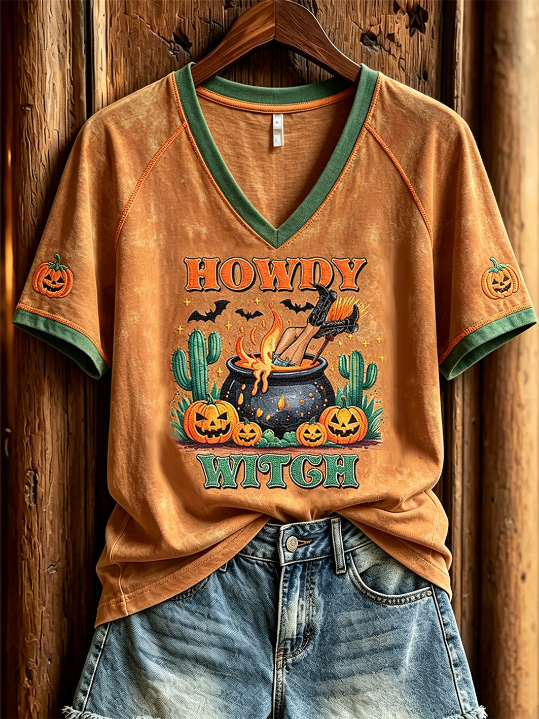 Women's Halloween Western-style Pattern Printed Casual Short-sleeve T-shirt